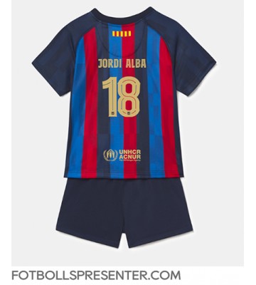 Barcelona Jordi Alba #18 Hemmatröja Barn 2022-23 Kortärmad (+ korta byxor)